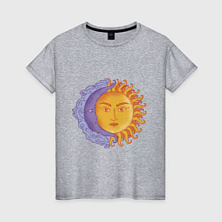 Женская футболка Солнца и луна с лицами