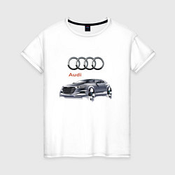 Футболка хлопковая женская Audi Germany Car, цвет: белый