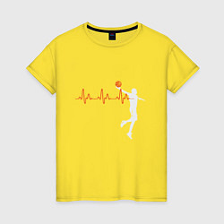 Футболка хлопковая женская Pulse - Basketball, цвет: желтый