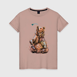 Женская футболка Медведь и бабочка