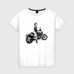 Женская футболка Японская девушка на мотоцикле