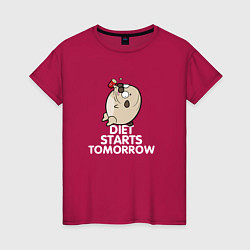 Женская футболка Pug Diet Starts Tomorrow