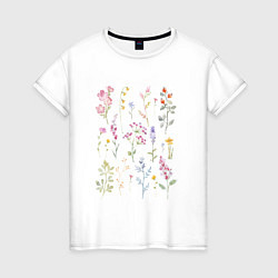 Женская футболка Акварельный рисунок растений
