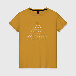 Футболка хлопковая женская Inspiration Pyramid Пирамида вдохновения - Афирмац, цвет: горчичный