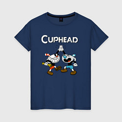 Женская футболка Cuphead веселые чашечки