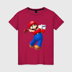 Футболка хлопковая женская Марио - крутейший гольфист Super Mario, цвет: маджента