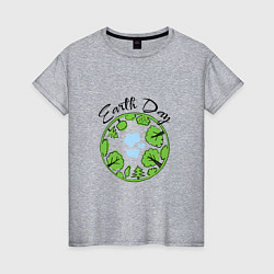 Женская футболка День Земли Экологичный принт в стиле скетч