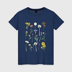 Женская футболка Акварельная иллюстрация полевых цветов