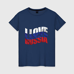 Футболка хлопковая женская Love - Russia, цвет: тёмно-синий