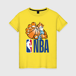 Футболка хлопковая женская NBA Tiger, цвет: желтый