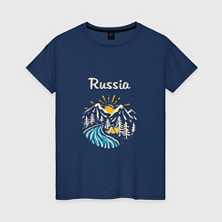 Футболка хлопковая женская Russian Nature, цвет: тёмно-синий