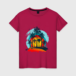 Женская футболка Рассвет и пальмы