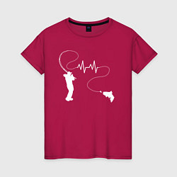 Женская футболка Сердцебиение рыбалки