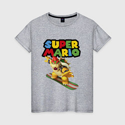 Футболка хлопковая женская Bowser Super Mario Nintendo, цвет: меланж