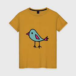 Женская футболка Птичка, голубой и розовый цвет