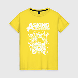 Футболка хлопковая женская Asking alexandria монстер, цвет: желтый