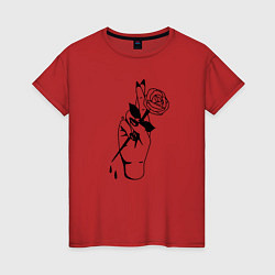 Женская футболка В руке роза