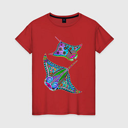 Женская футболка Скаты с психоделической раскраской