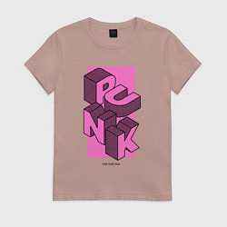 Футболка хлопковая женская Панк not dead, цвет: пыльно-розовый
