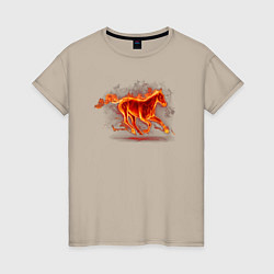 Женская футболка Fire horse огненная лошадь