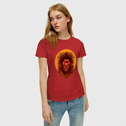 Футболка хлопковая женская Солнечный лев, цвет: красный — фото 2