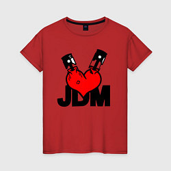 Футболка хлопковая женская JDM Heart Piston Japan, цвет: красный