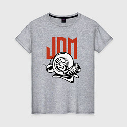 Футболка хлопковая женская JDM Japan Snail Turbo, цвет: меланж