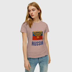Футболка хлопковая женская Russia - Союз, цвет: пыльно-розовый — фото 2