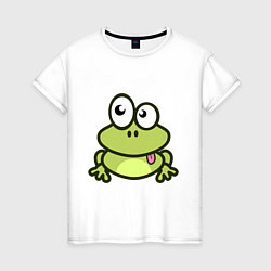 Женская футболка Забавный зеленый лягушонок