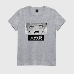 Футболка хлопковая женская Фарфоровая кукла взгляд Marin Kitagawa, цвет: меланж