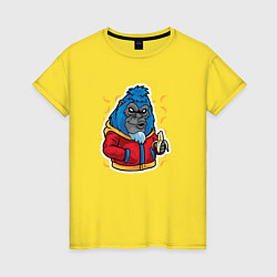 Женская футболка Синяя горилла с бананами APE