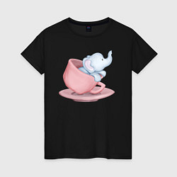 Женская футболка Милый Слонёнок Внутри Чашки