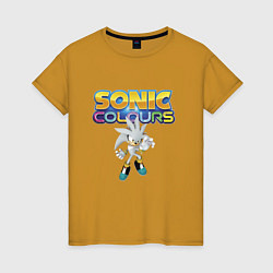 Футболка хлопковая женская Silver Hedgehog Sonic Video Game, цвет: горчичный