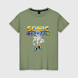 Футболка хлопковая женская Silver Hedgehog Sonic Video Game, цвет: авокадо