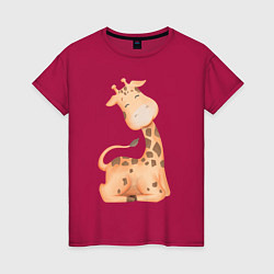 Женская футболка Милый Жирафик Счастлив