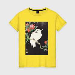 Футболка хлопковая женская Cockatoo and Pomegranate, цвет: желтый