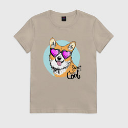 Женская футболка Корги любит всех