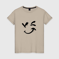 Женская футболка Подмигивающий смайлик Граффити