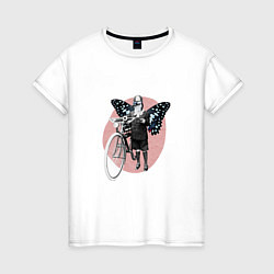 Женская футболка Vintage Woman Butterfly Bike Collage