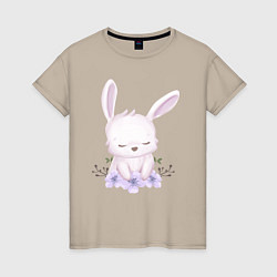 Женская футболка Милый Крольчонок С Цветочками