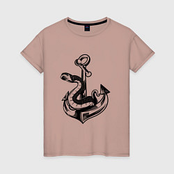 Женская футболка Змея на якоре Anchor Snake