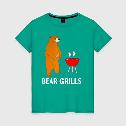 Футболка хлопковая женская Bear Grills Беар Гриллс, цвет: зеленый