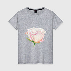 Футболка хлопковая женская Акварельная роза, цвет: меланж
