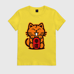 Футболка хлопковая женская JDM Cat, цвет: желтый