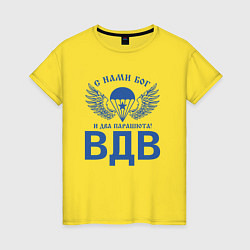Женская футболка Эмблема ВДВ с текстом ,синего цвета