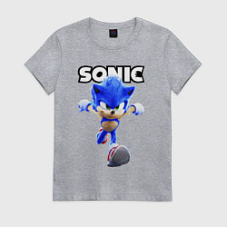 Футболка хлопковая женская Sonic the Hedgehog 2, цвет: меланж