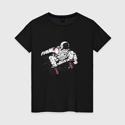Женская футболка Космонавт, катающийся на скейтборде An astronaut r