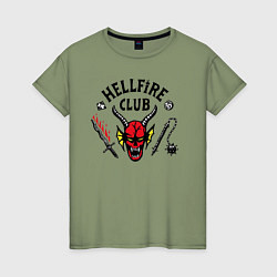 Футболка хлопковая женская Hellfire Club Stranger Things 4, цвет: авокадо