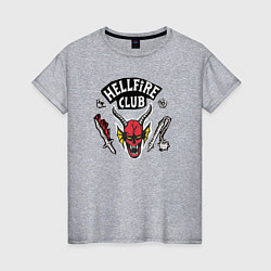 Футболка хлопковая женская Hellfire Club Sticker Stranger Things 4, цвет: меланж