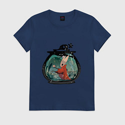 Футболка хлопковая женская Хорнет и ткачи, цвет: тёмно-синий